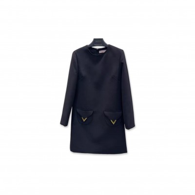 VALENTINO VGOLD CREPE COUTURE BLACK DRESS